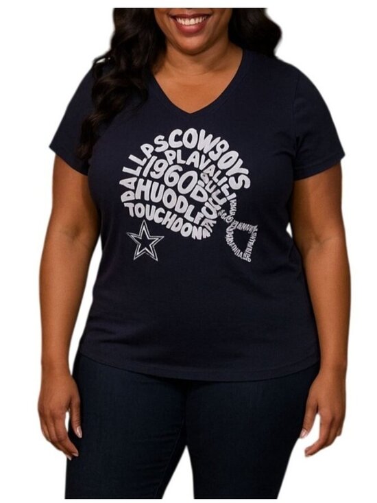 Dallas Cowboys Tops - Dallas Cowboys Size XL Top Blue Fan Apparel Graphic T-Shirt Short Sleeves V-Neck